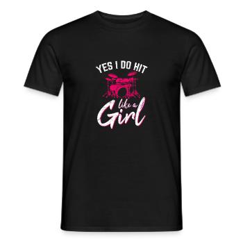Yes I Do Hit Like A Girl Funny Drummer Percussion - Männer T-Shirt - Schwarz - Vorne - AI Model Male 178 light (178cm)