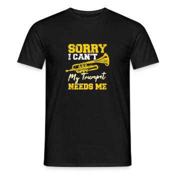 I Can't My Trumpet Needs Me Funny Trumpet Player J - Men's T-Shirt - black - Front - AI Model Male 178 light (178cm)