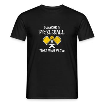I Wonder If Pickleball Thinks About Me Too Funny P - Men's T-Shirt - black - Front - AI Model Male 178 light (178cm)