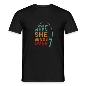 Ik vind het geweldig als ze zich buigt over grappige visliefhebbers - Heren T-shirt - zwart - Voor - AI Model Male 178 light (178cm)