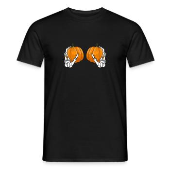 Kürbis Brüste Skelett Hände Lustige Halloween - Männer T-Shirt - Schwarz - Vorne - AI Model Male 178 light (178cm)