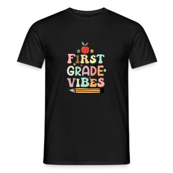 First Grade Vibes 1st Grade Retro Back To School - Men's T-Shirt - black - Front - AI Model Male 178 light (178cm)