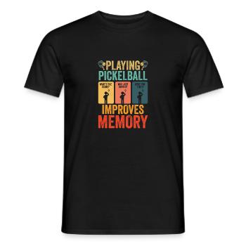 Das Spielen von Pickleball verbessert den Spielspaß der Gedächtnis-Dink-Spieler - Männer T-Shirt - Schwarz - Vorne - AI Model Male 178 light (178cm)