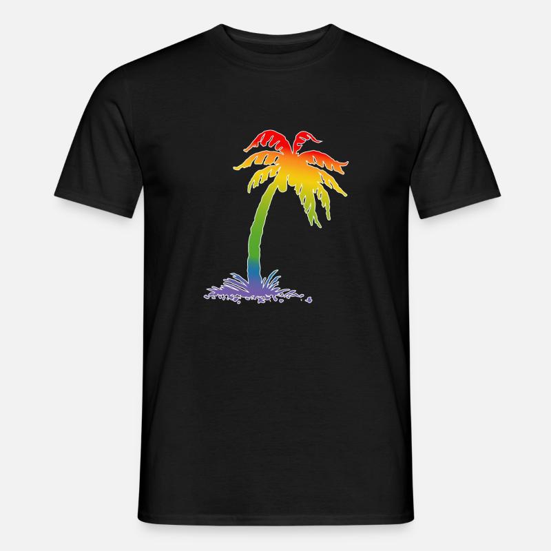 Regenbogen Palme white - Männer T-Shirt - Schwarz