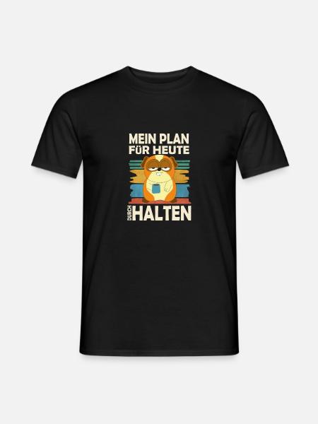 Mein Plan Durchhalten - Lustig Kaffee Hamster - Männer T-Shirt - Schwarz