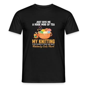Mug Of Tea Funny Knitting Shirt Knitter - Männer T-Shirt - Schwarz - Vorne - AI Model Male 178 light (178cm)