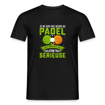 Accor au padel | Logo et dessin padel - T-shirt homme - noir - Devant - AI Model Male 178 light (178cm)