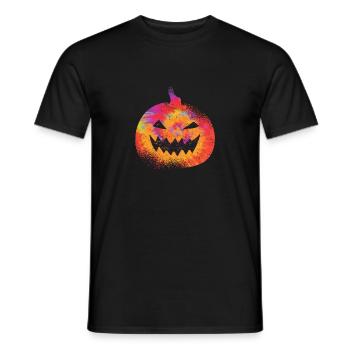 Orange Krawatte Farbstoff Kürbis Gesicht Jack O - Männer T-Shirt - Schwarz - Vorne - AI Model Male 178 light (178cm)