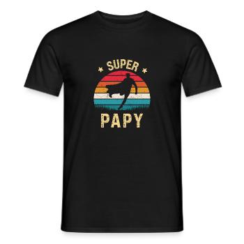 Super Papy Fète des Papy Meilleur Grand Père - T-shirt homme - noir - Devant - AI Model Male 178 light (178cm)