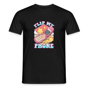 Flip My Phone Funny Retro Vintage Flip Phone Fun O - Men's T-Shirt - black - Front - AI Model Male 178 light (178cm)