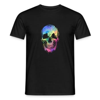 Bunter Totenkopf Halloween Skelett Regenbogen - Männer T-Shirt - Schwarz - Vorne - AI Model Male 178 light (178cm)
