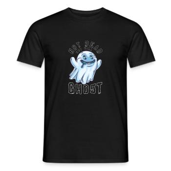 Not Dead But Will Ghost Quirky Humor Halloween Fun - Men's T-Shirt - black - Front - AI Model Male 178 light (178cm)