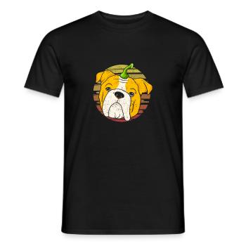 Englische Bulldogge Kürbis Halloween Thanksgiving - Männer T-Shirt - Schwarz - Vorne - AI Model Male 178 light (178cm)