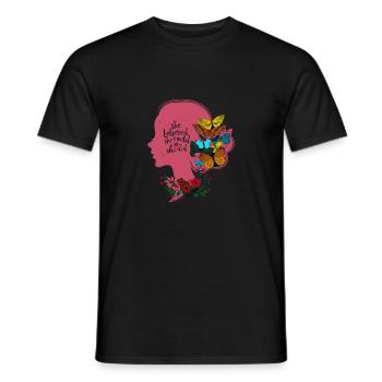 Butterfly Flower Motivational Saying Woman - Men's T-Shirt - black - Front - AI Model Male 178 light (178cm)