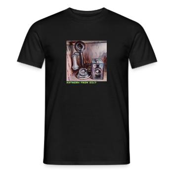 Retro Phone – Œuvre d’art de 2017 - T-shirt homme - noir - Devant - AI Model Male 178 light (178cm)