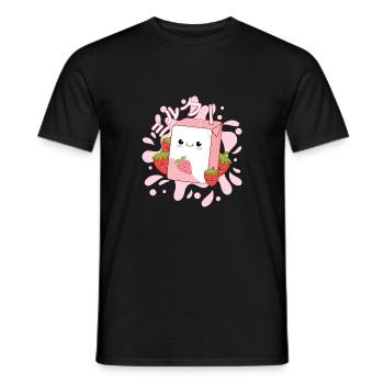 Milk-shake japonais à la fraise kawaii - T-shirt homme - noir - Devant - AI Model Male 178 light (178cm)
