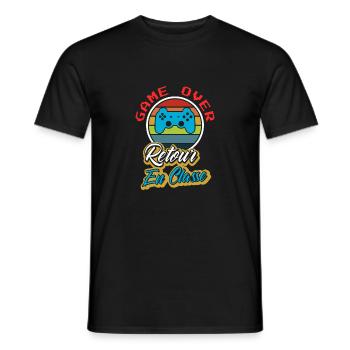 game over - retour à l école - T-shirt homme - noir - Devant - AI Model Male 178 light (178cm)