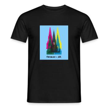 Freiburg - Münster Turm Collage hellblau - Männer T-Shirt - Schwarz - Vorne - AI Model Male 178 light (178cm)