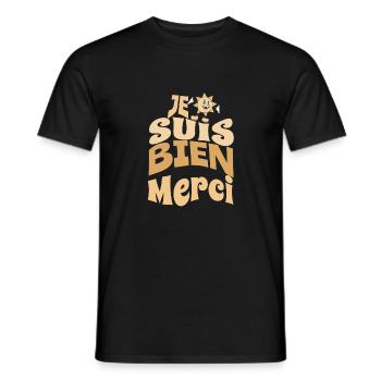 Je suis bien merci - T-shirt homme - noir - Devant - AI Model Male 178 light (178cm)