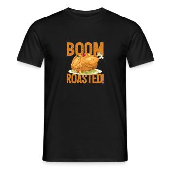 Boom Fried Turkey Day Food Fun Autumn - Men's T-Shirt - black - Front - AI Model Male 178 light (178cm)