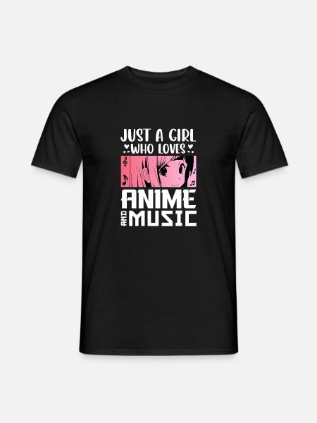 Just A Girl Who Loves Anime and Music - Männer T-Shirt - Schwarz