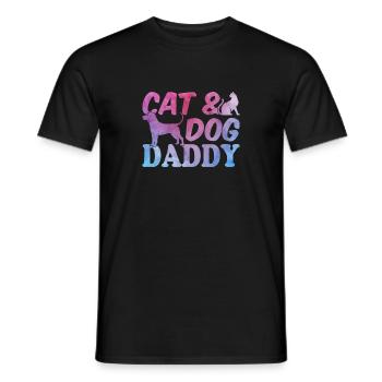 Propriétaire de chat Propriétaire de chien Papa Amoureux des chats - T-shirt homme - noir - Devant - AI Model Male 178 light (178cm)