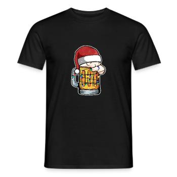 Tasse de bière de Noël Noël Cap Noël - T-shirt homme - noir - Devant - AI Model Male 178 light (178cm)