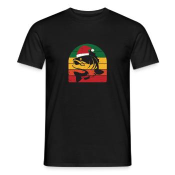 Funny Ugly Fishing Christmas Bass Fish - Men's T-Shirt - black - Front - AI Model Male 178 light (178cm)