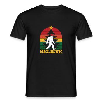 Croyez Bigfoot Sasquatch Yeti Chapeau de Noël - T-shirt homme - noir - Devant - AI Model Male 178 light (178cm)