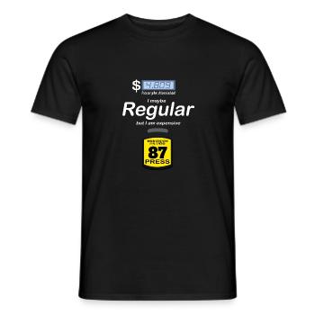 Humour sur le prix de l’essence - Je suis peut-être régulier mais je suis expensi - T-shirt homme - noir - Devant - AI Model Male 178 light (178cm)
