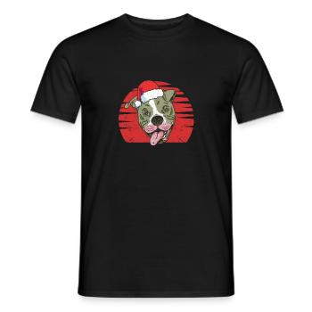 Christmas Hat Pitbull Pit Christmas Xmas Pjs - Men's T-Shirt - black - Front - AI Model Male 178 light (178cm)