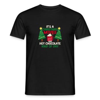 C’est un film de Noël et du chocolat chaud - T-shirt homme - noir - Devant - AI Model Male 178 light (178cm)