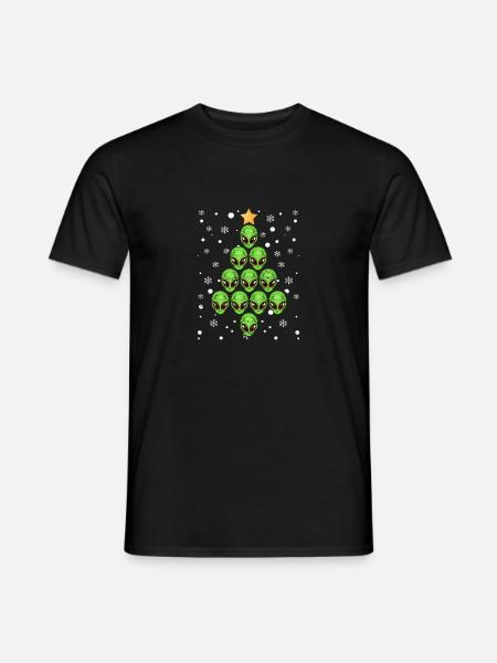 Alien Weihnachtsbaum Xmas Pyjamas PJs Space Funny - Männer T-Shirt - Schwarz