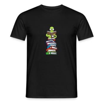 Wurm reads book stack Bookworm Coffee - Men's T-Shirt - black - Front - AI Model Male 178 light (178cm)
