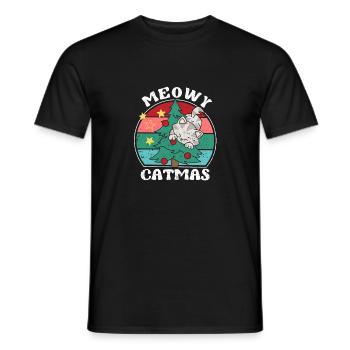 Drôle de chat Miaou Pyjama de Noël Chats Noël - T-shirt homme - noir - Devant - AI Model Male 178 light (178cm)