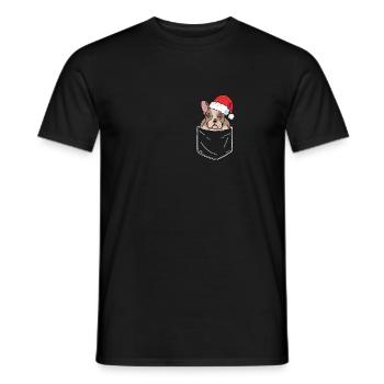 Bag French Bulldog Santa Dog Christmas - Men's T-Shirt - black - Front - AI Model Male 178 light (178cm)