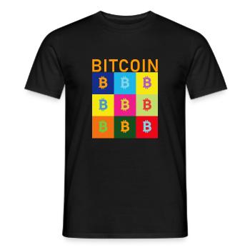 Bitcoin PopArt orange - Männer T-Shirt - Schwarz - Vorne - AI Model Male 178 light (178cm)