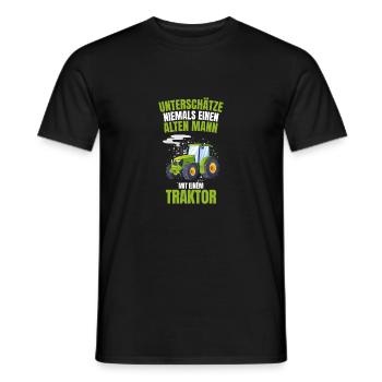 Alter Mann mit einem Traktor - Männer T-Shirt - Schwarz - Vorne - AI Model Male 178 light (178cm)