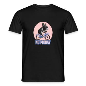 Not Today French Bulldog on a Bicycle - Men's T-Shirt - black - Front - AI Model Male 178 light (178cm)