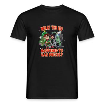Drôle d’elfe Ce que l’elfe est arrivé aux prix de l’essence - T-shirt homme - noir - Devant - AI Model Male 178 light (178cm)
