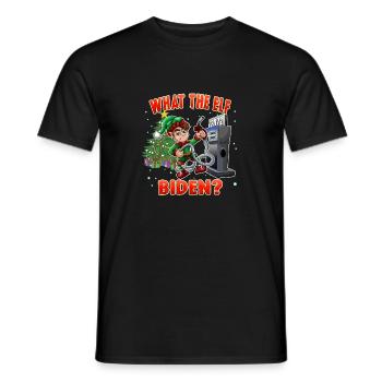 Was der Elf Biden Funny Humor Weihnachten 2022 - Männer T-Shirt - Schwarz - Vorne - AI Model Male 178 light (178cm)