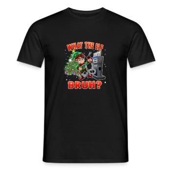 Bruh What the Elf Funny Xmas Humor Prix du gaz - T-shirt homme - noir - Devant - AI Model Male 178 light (178cm)