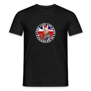 König der britischen Königsfamilie Karl III. Lang lebe es - Männer T-Shirt - Schwarz - Vorne - AI Model Male 178 light (178cm)