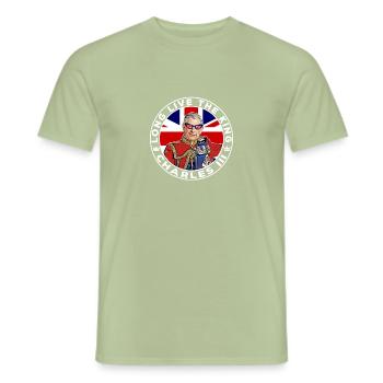 König der britischen Königsfamilie Karl III. Lang lebe es - Männer T-Shirt - Sage - Vorne - AI Model Male 178 light (178cm)