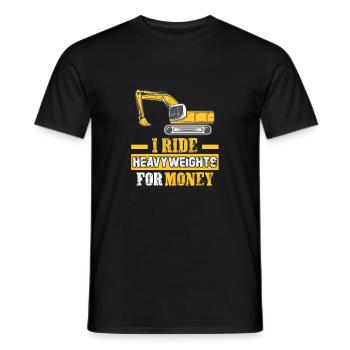 Construction Worker Excavator Job Crew Construction Site - Men's T-Shirt - black - Front - AI Model Male 178 light (178cm)
