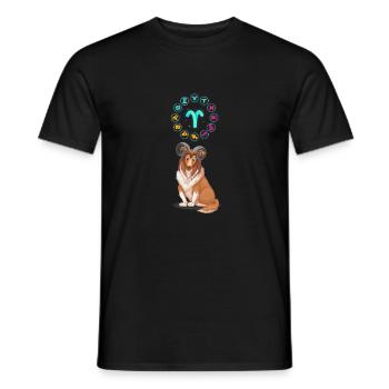 Lustiger Hund Liebhaber Horoskop Widder Sternzeichen Cool - Männer T-Shirt - Schwarz - Vorne - AI Model Male 178 light (178cm)