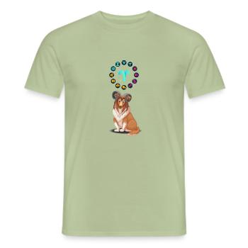 Lustiger Hund Liebhaber Horoskop Widder Sternzeichen Cool - Männer T-Shirt - Sage - Vorne - AI Model Male 178 light (178cm)