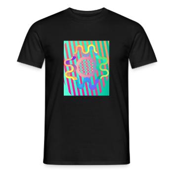 Moderne Kunst Grafik-Design 4 formen Linien Farben - Männer T-Shirt - Schwarz - Vorne - AI Model Male 178 light (178cm)
