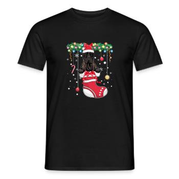 Drôle de Noël - Mignon Chien Presa Canario à Noël S - T-shirt homme - noir - Devant - AI Model Male 178 light (178cm)
