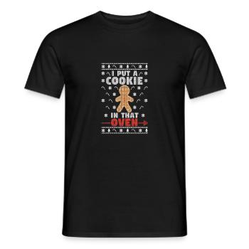 J’ai mis un biscuit dans cette grossesse au four - T-shirt homme - noir - Devant - AI Model Male 178 light (178cm)